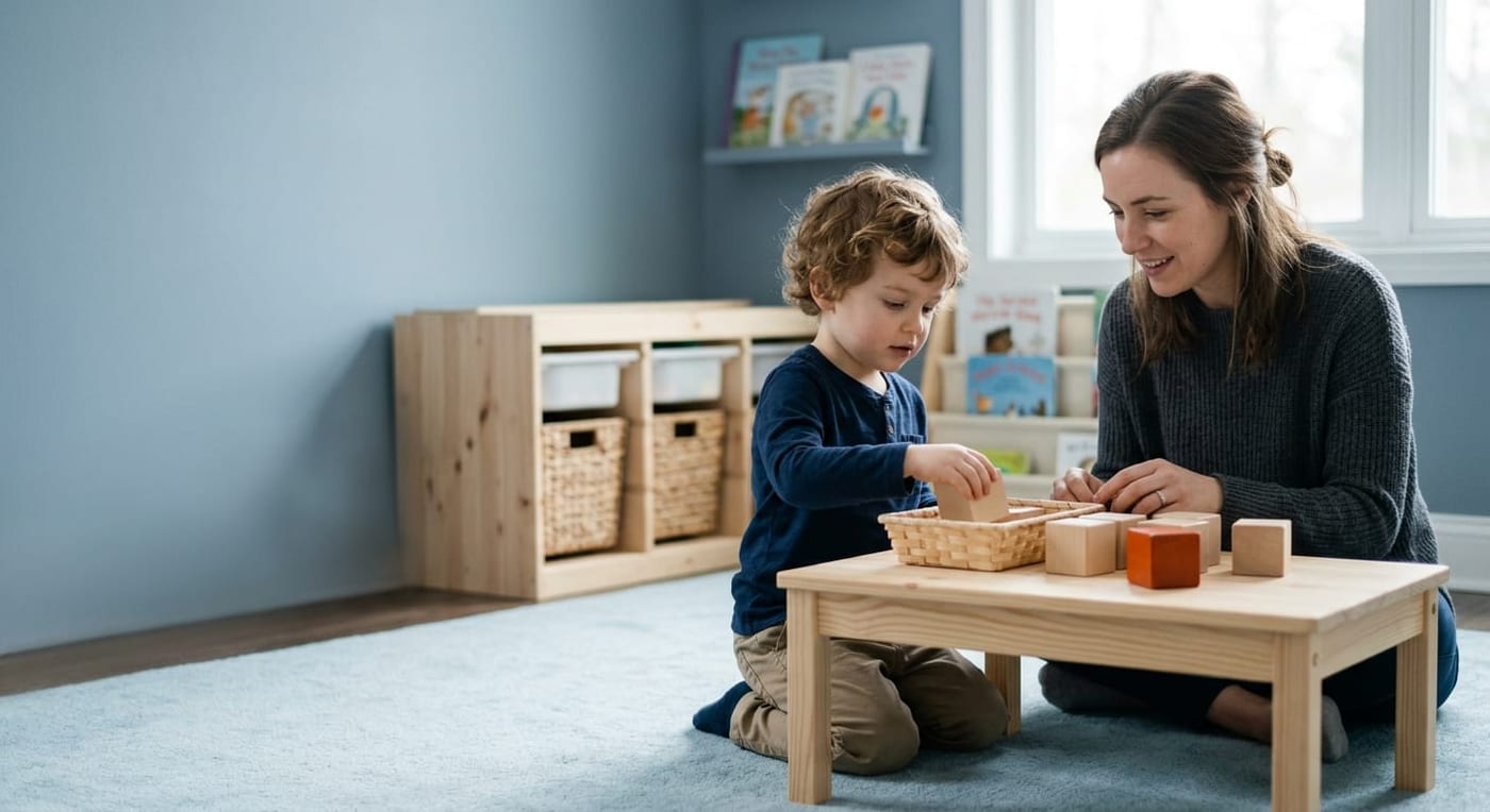A parent and child together during a therapy session
